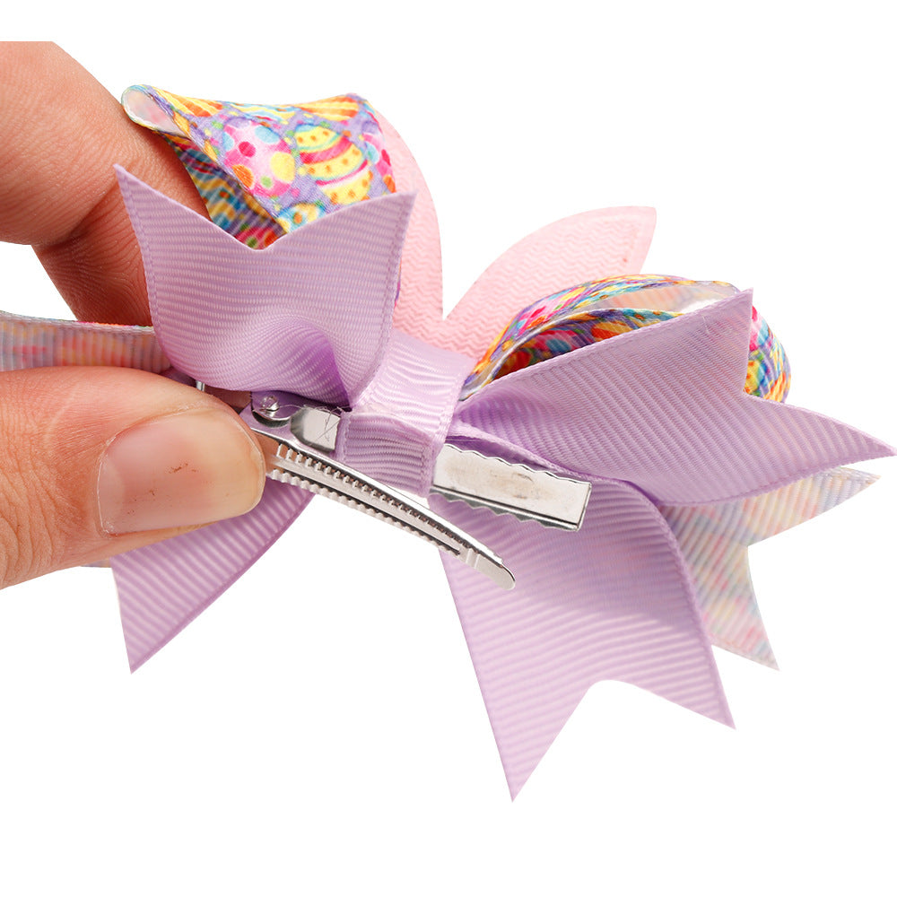 Wholesale Easter Kids Bows Cloth Hair Clips